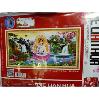Tranh thêu chữ thập Phật Quan Thế Âm 223170 (76x43) chưa thêu