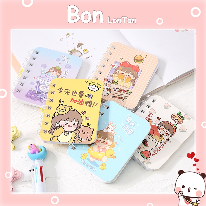 Sổ Tay, Note Ghi Chép Mini Lò Xo Gáy Xoắn Nhỏ Hình Hoạ Tiết Dễ Thương/ Viết Khủng Long Cute