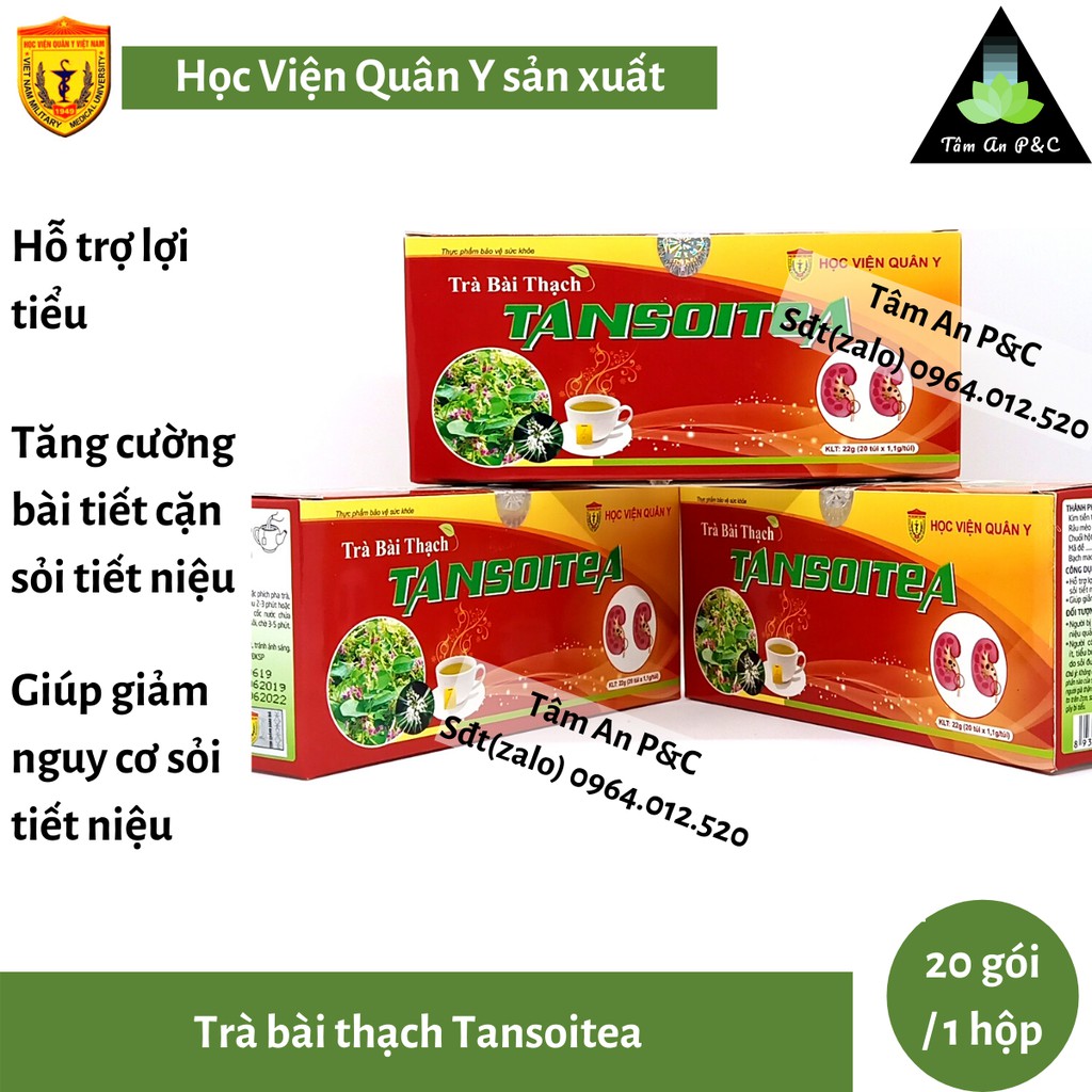 Trà bổ thận Tansoitea Học Viện Quân Y (hộp 20 gói) tăng cường bài tiết cặn sỏi niệu và giảm nguy cơ sỏi tiết niệu