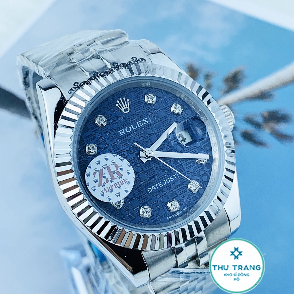 Đồng hồ Nam Rolex -đồng hồ cơ Automatic máy nhật classic mặt XANH 3D viền trắng size 40mm