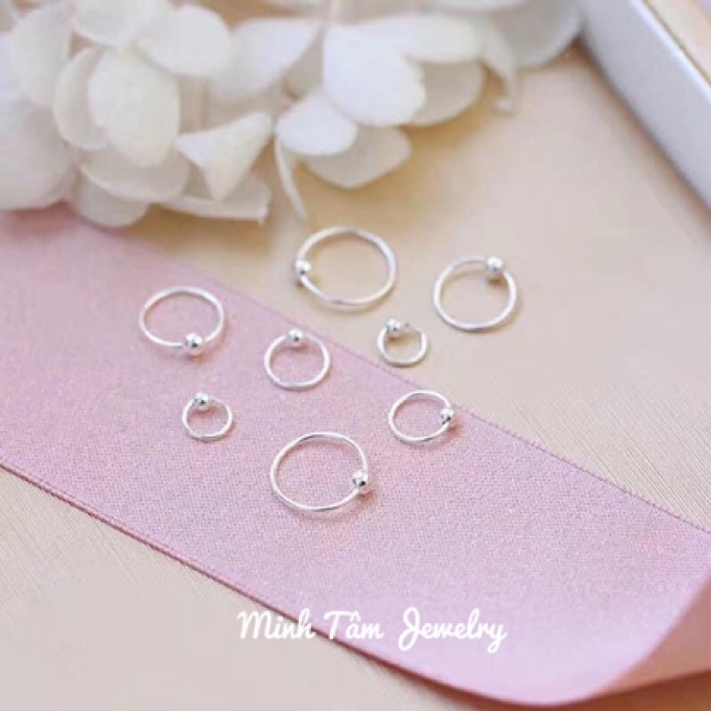 Bông tai tròn bạc ta cho bé -Minh Tâm Jewelry