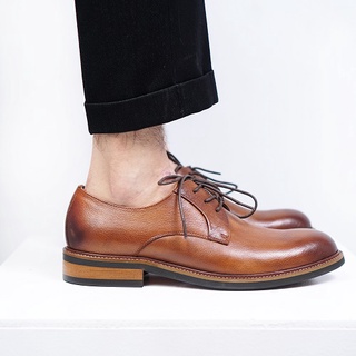 Giày tây công sở nam Derby POSTMAN màu nâu, giày văn phòng da bò thật TONKIN