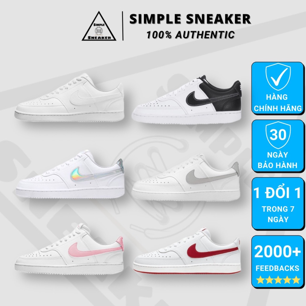 Giày Nike Chính Hãng FREESHIPNike Court Vision Allwhite - Hologram - Pink - Giày Thể Thao Unisex - Simple Sneaker