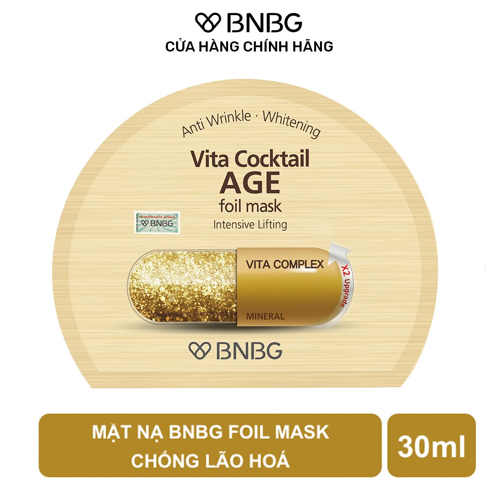 Combo 10 mặt nạ chống lão hóa, giảm nếp nhăn BNBG Vita Cocktail Age Foil Mask 30mlx10