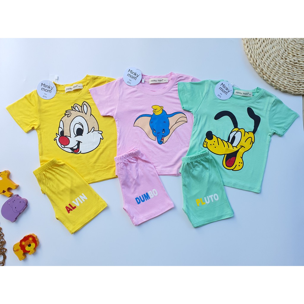 Bộ Cộc Tay Thun Lạnh Hoạt Hình Minky Mom Cho Bé TN-IN07