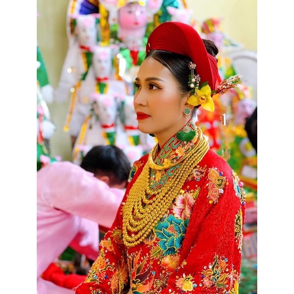 Phụ kiện hầu đồng- chuỗi hạt màu vàng hầu đồng 7 tầng