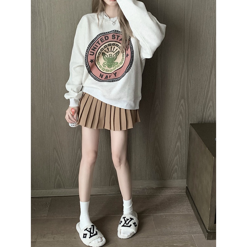  Áo sweater tay dài cổ tròn dáng rộng in hình 46225 dành cho nữ | BigBuy360 - bigbuy360.vn