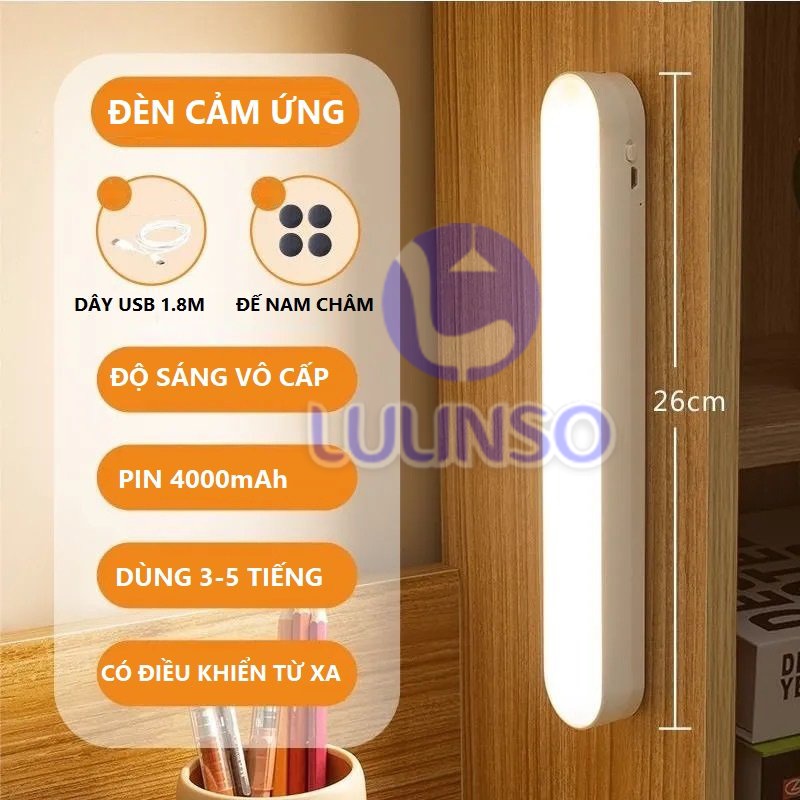 Đèn LED Cảm Ứng Chạm LULINSO, đèn trang điểm, bàn tủ quần áo, điều chỉnh 3 mức độ sáng