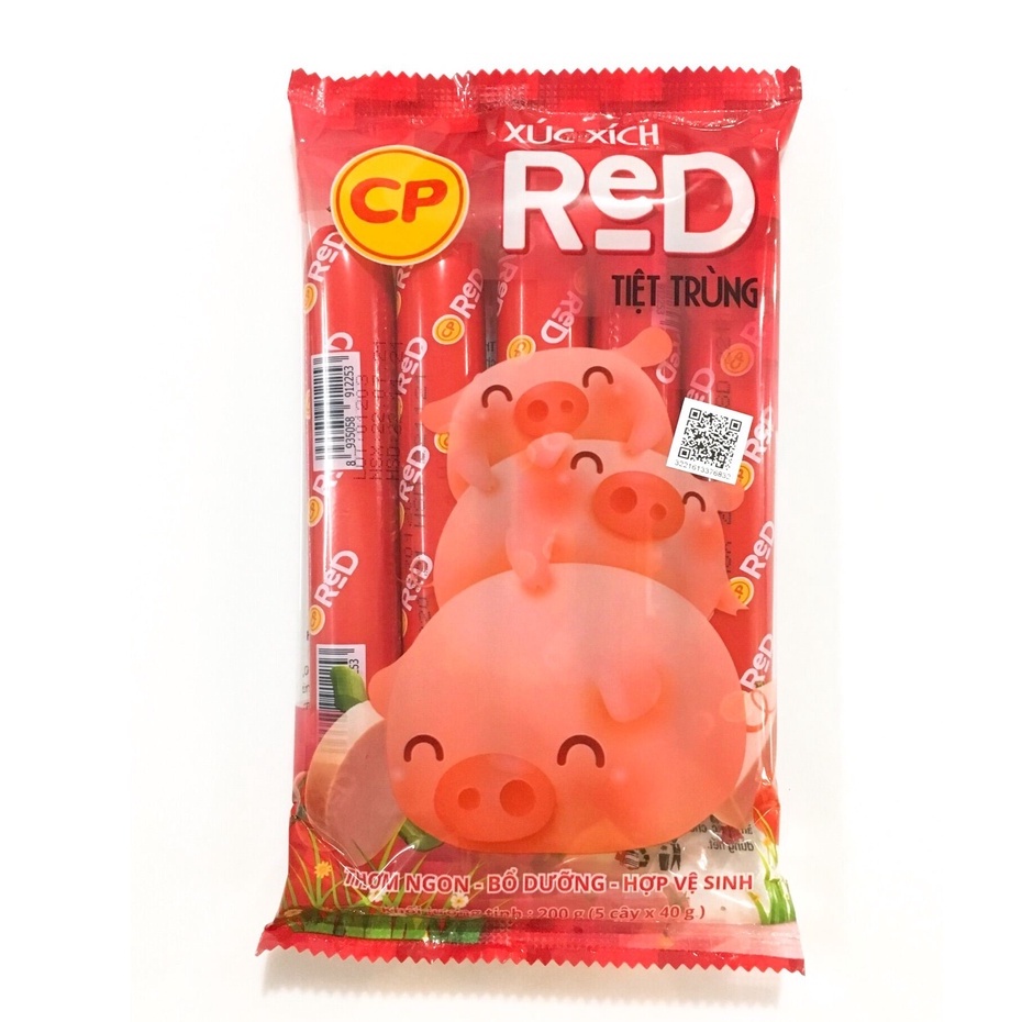 Xúc xích heo tiệt trùng CP RED 200gr (5 cây x 40gr)