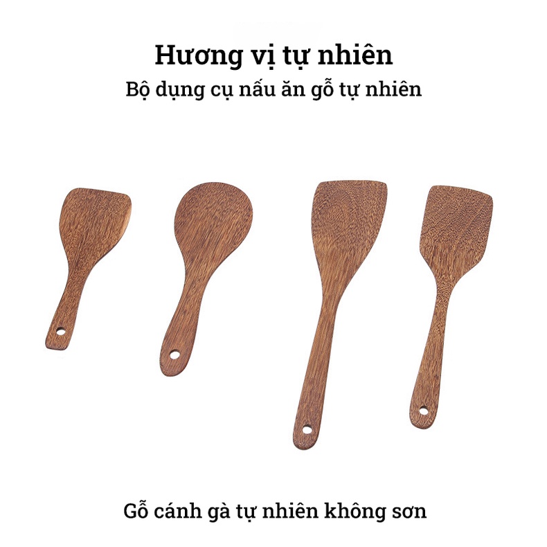 Muỗng gỗ tre BAMBOOO ECO thìa xào nấu chống dính chịu nhiệt tiện lợi nhiều kích thước sản dùng trong nhà bếp nhà hàng