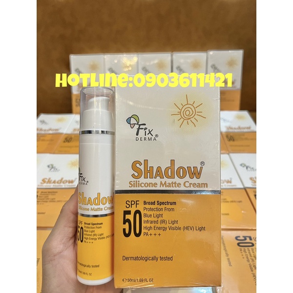 Kem chống nắng Fixderma Shadow Silicone Matte Cream SPF 50+ chống tia sáng xanh 50ml .