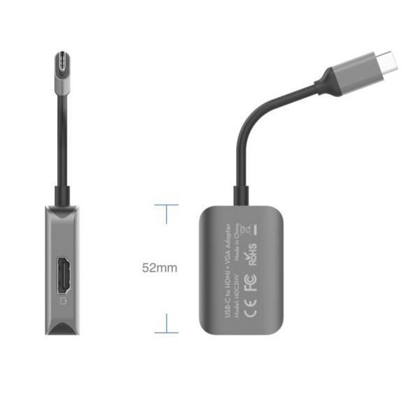 Cổng Chuyển (HUB) USB-C sang HDMI, VGA HyperDrive 2 IN 1 HD-C2HV