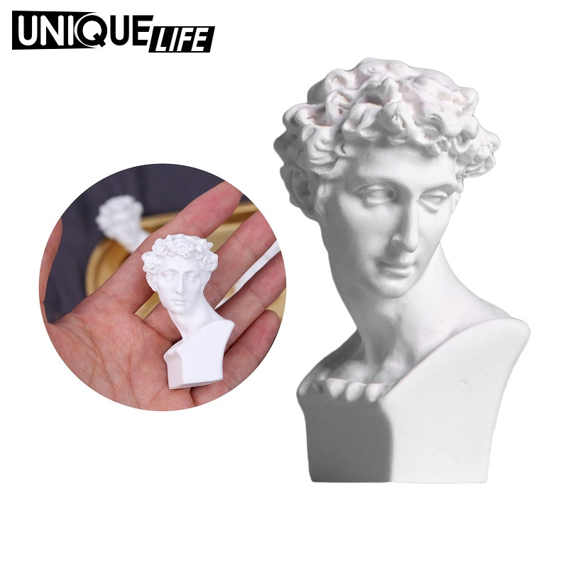 Tượng điêu khắc họa tiết đầu vua David Hy Lạp cổ điển 2.4 inch bằng nhựa resin trang trí nội thất