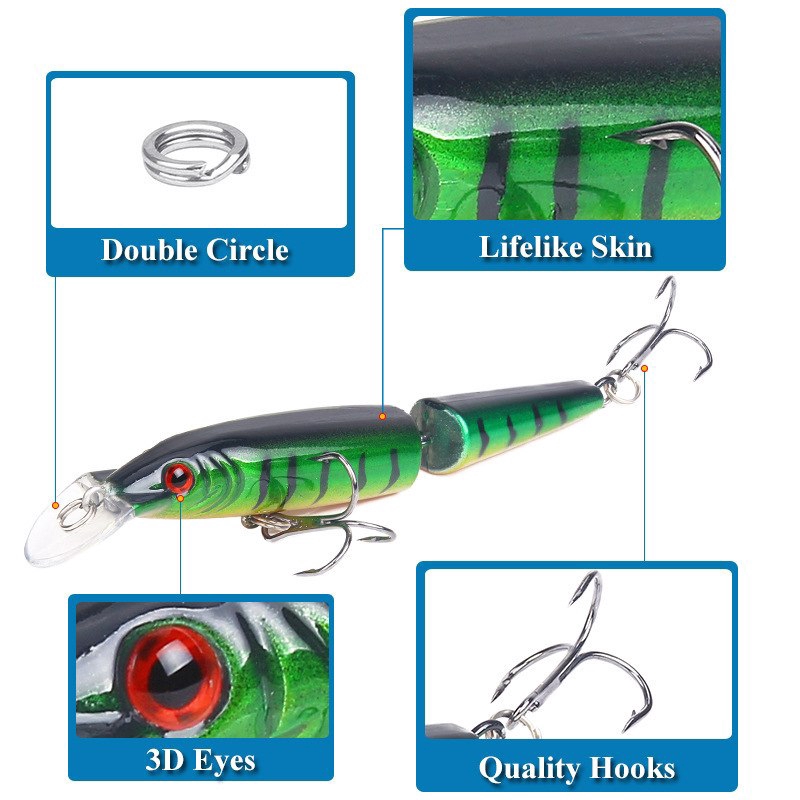 Mồi Câu Cá Giả 2 Khớp 105mm 9g
