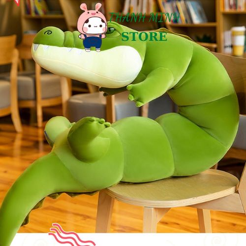 GỐi Ôm Cá Sấu Chúa Xanh - Gấu Bông Cá Sấu Sâu Dài Size Siêu To Vải Nhung Mịn Misino Hàn Quốc Cao Cấp