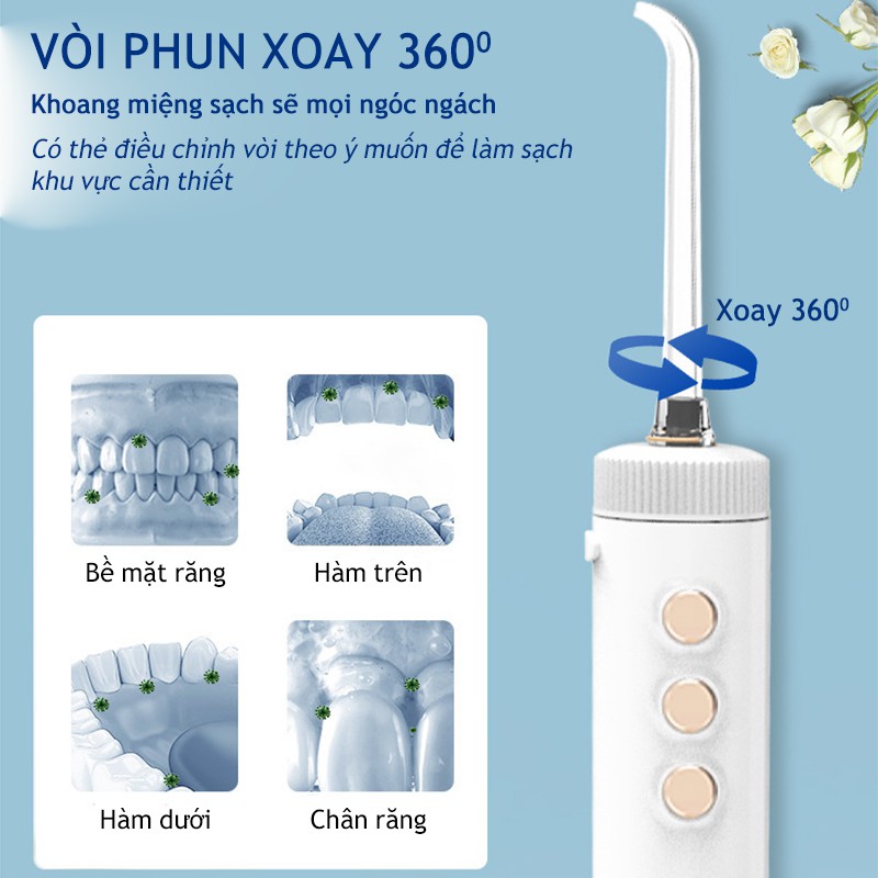 Máy Tăm Nước Nicefeel, Tăm Nước Nha Khoa Cho Gia Đình, Tặng 5 Đầu Xịt Siêu Tiện Lợi Bảo Hành [12 Tháng]