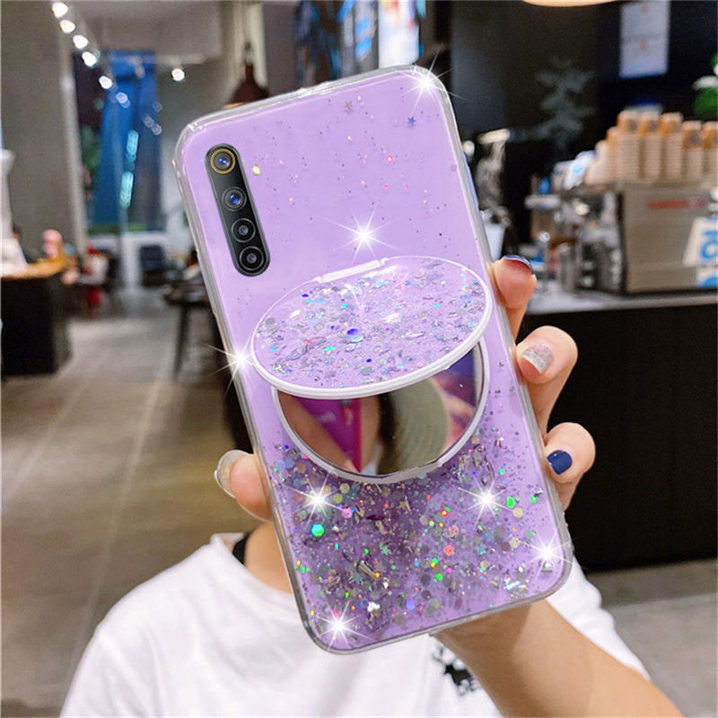 Ốp điện thoại Tráng Gương Có Giá Đỡ Tiện Dụng Cho Realme 5 6 7 Pro 5i 6i 7i Xt