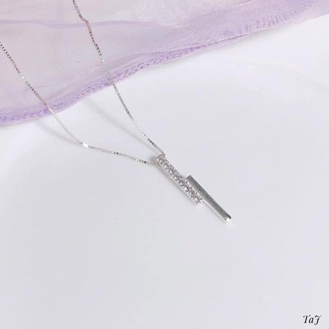 Dây chuyền nữ bạc ta mặt thanh kép đính đá xinh xắn - Bibi silver cam kết hàng chuẩn ảnh, chất lượng bảo hành