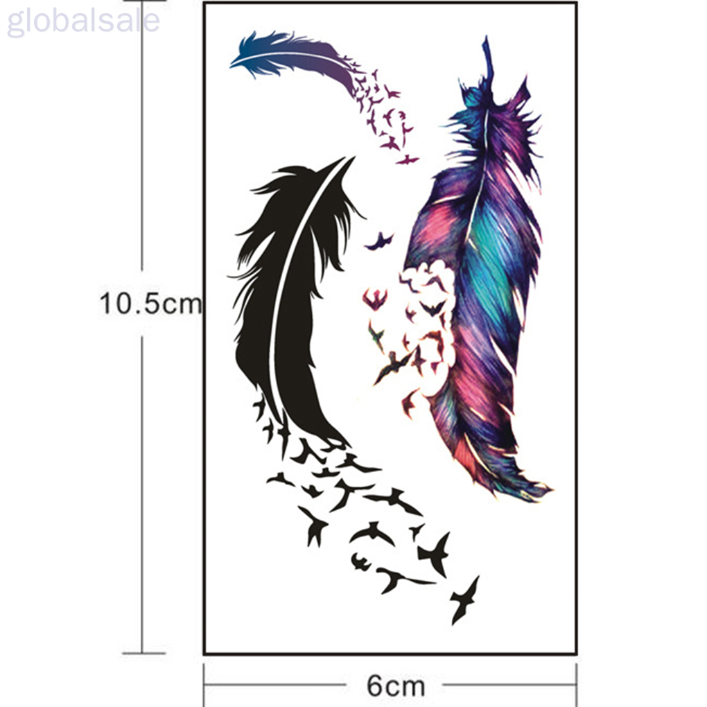 [Hàng mới về] Miếng dán hình xăm tạm thời DIY hình lông vũ và chim độc đáo thời trang dành cho cả nam và nữ