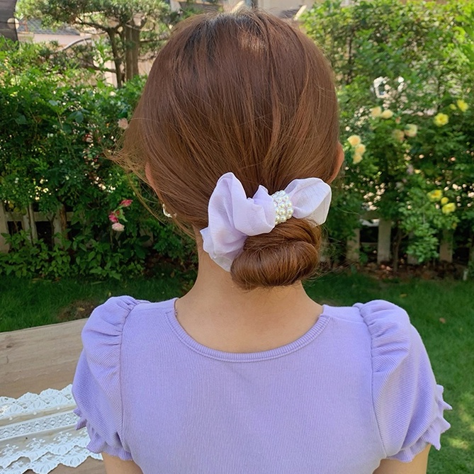 Scrunchies Cột Tóc Buộc Tóc Đính Ngọc LIN Ngọt Ngào
