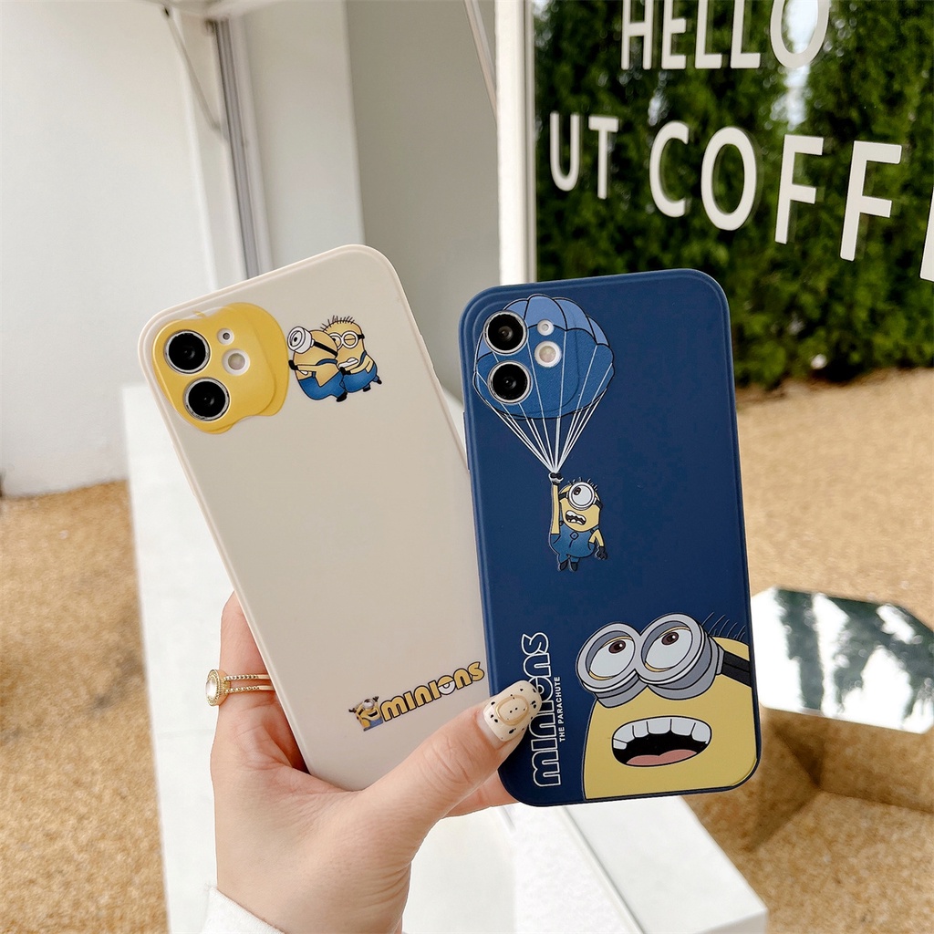 Ốp Điện Thoại Silicon Mềm In Hình Minions Bảo Vệ Ống Kính Máy Ảnh Cho Iphone 13/12/11 Pro Max X XR 6 7 8 Plus