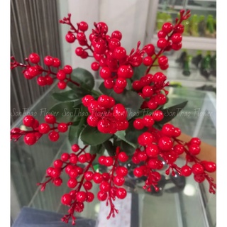 Cây giả cây cherry chùm 7nhánh sơri trang trí nhà cửa sân vườn sự kiện