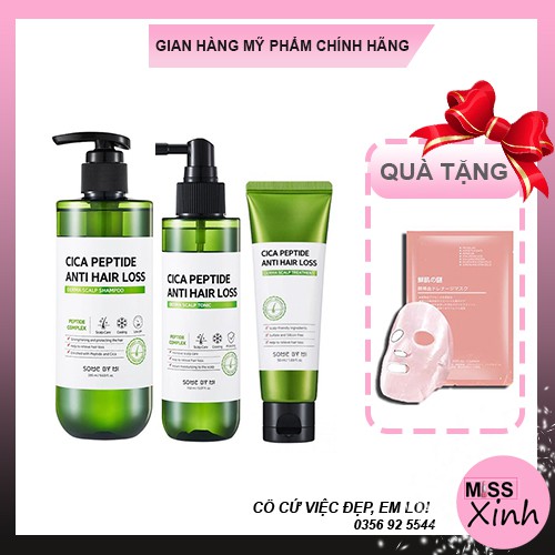 Bộ 3 sản phẩm dưỡng ngăn rụng tóc Some By Mi Cica Peptide Anti Hair Loss Derma Scalp (Shampoo, Treatment, Tonic)