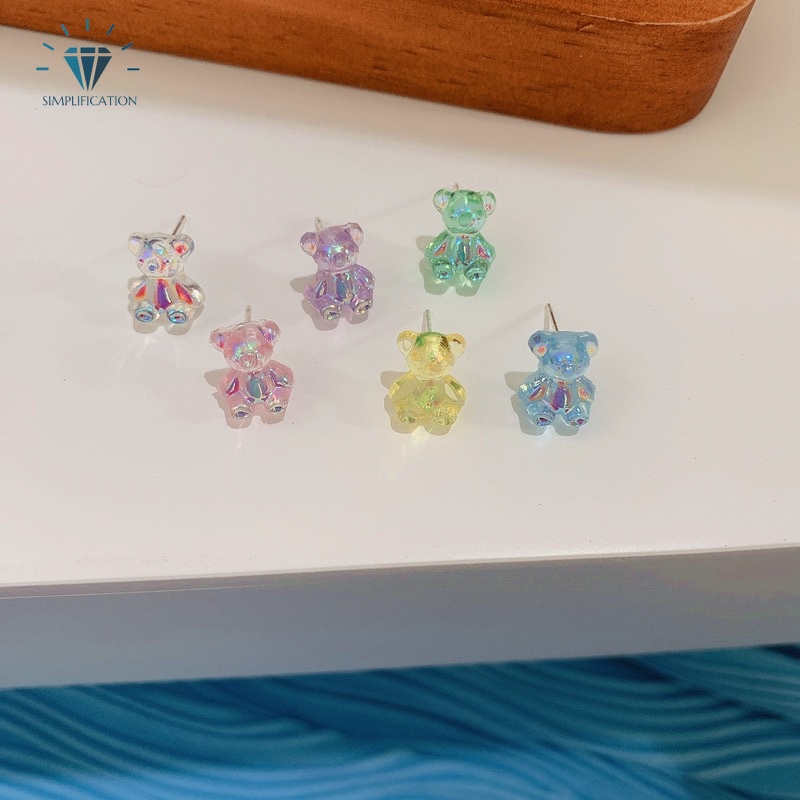 1 đôi bông tai hình gấu mini đơn giản thời trang cho nữ