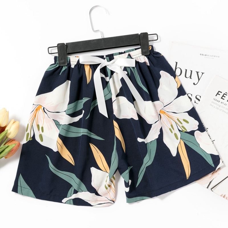 Quần Short Ngủ Ống Rộng Bằng Lụa Cotton In Họa Tiết Hoạt Hình Thời Trang Cho Nữ