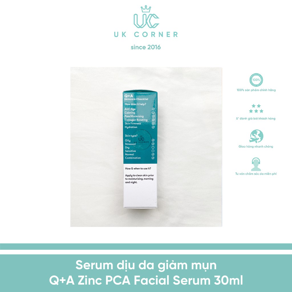 Serum dịu da giảm mụn Q+A Zinc PCA Facial Serum 30ml