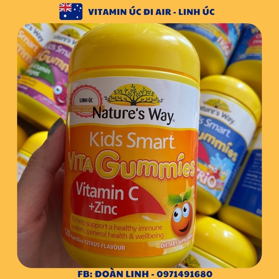 Kẹo dẻo Kids Smart Vita Gummies Nature's Way, Hàng chuẩn Úc, Kẹo gum bổ sung vitamin cho bé 60 viên