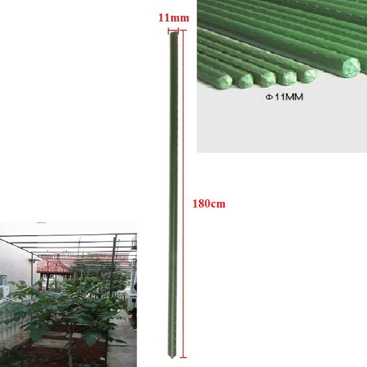 Ống thép bọc nhựa dùng làm cây đỡ hoa hồng, làm giàn cỡ 11mm dài 180cm