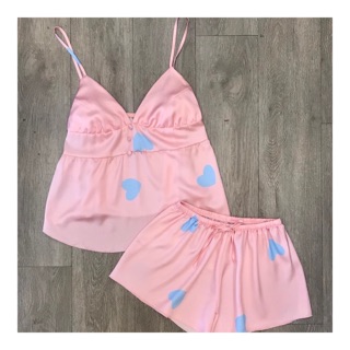 SET ĐỒ NGỦ LỤA HOẠ TIẾT TIM