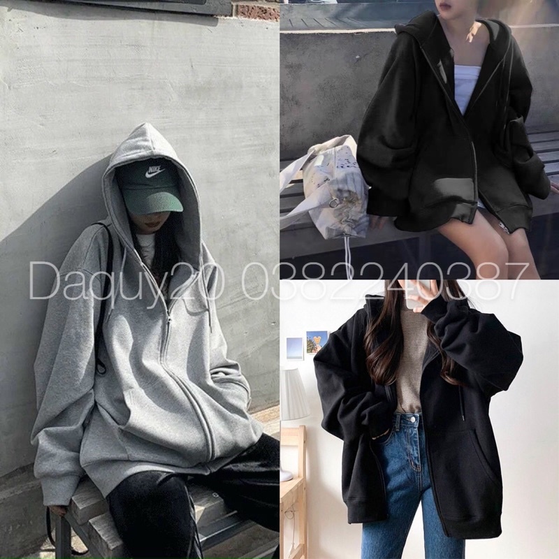 [DAQUY20]Áo khoác nỉ trơn UNISEX🌸Áo khoác nỉ trơn hotren mũ 2 lớp chất nỉ ngoại không xù dài 72cm