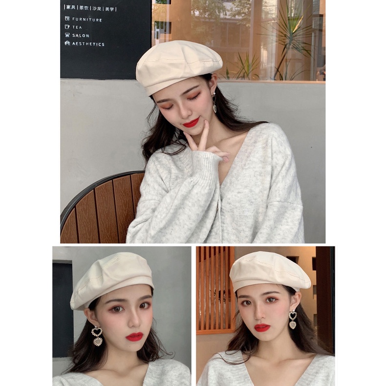 Nón Beret Korea Style Retro Màu Trơn Mũ Nồi P1771