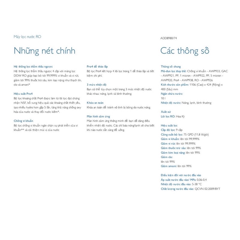 Máy lọc nước RO Alkaline Nóng-Lạnh Philips ADD8980 - 9 cấp lọc - Hàng chính hãng - Bảo hành 24 tháng