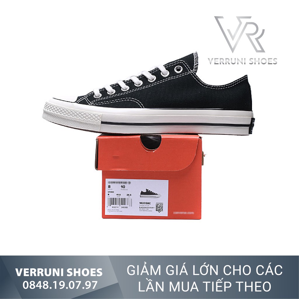 Bản Cao Cấp Giày Sneaker CV Chuck Taylor 1970s Đen Cổ Thấp