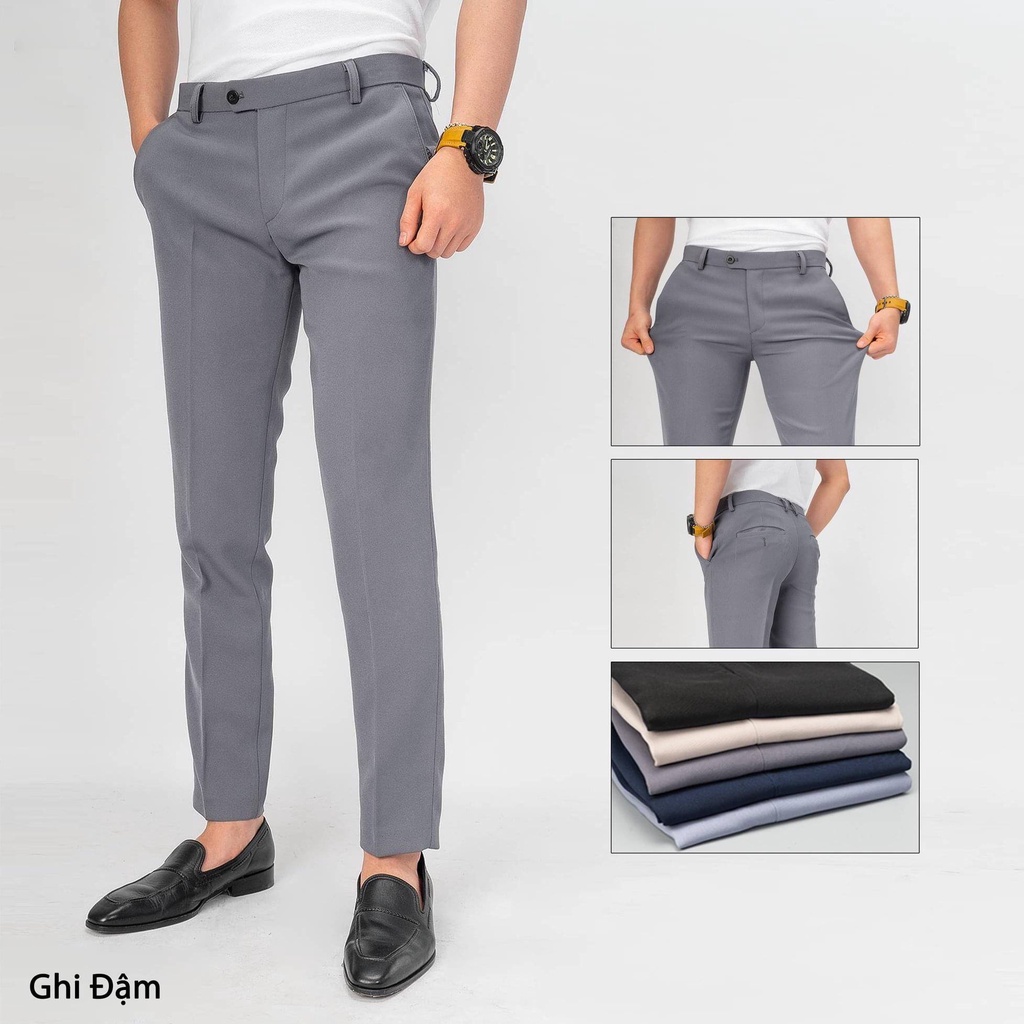 [VNXK] Quần tây âu nam cao cấp màu trắng vải tuyết mưa Hàn dày dặn co giãn ống côn Hot trend năm nay bao lỗi 1 đổi 1