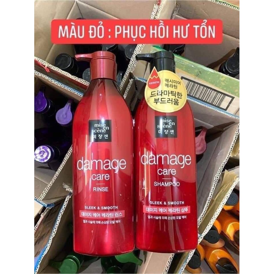 (680ml) DẦU GỘI - DẦU XẢ MISE EN SCENE Care Damge -MÀU ĐỎ DÀNH CHO TÓC YẾU VÀ BỊ HƯ TỔN
