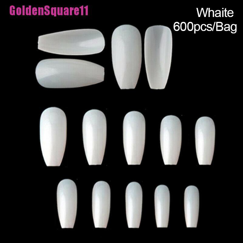 Túi 600 Móng Tay Giả Ballerina Màu Trắng / Đen Tự Nhiên