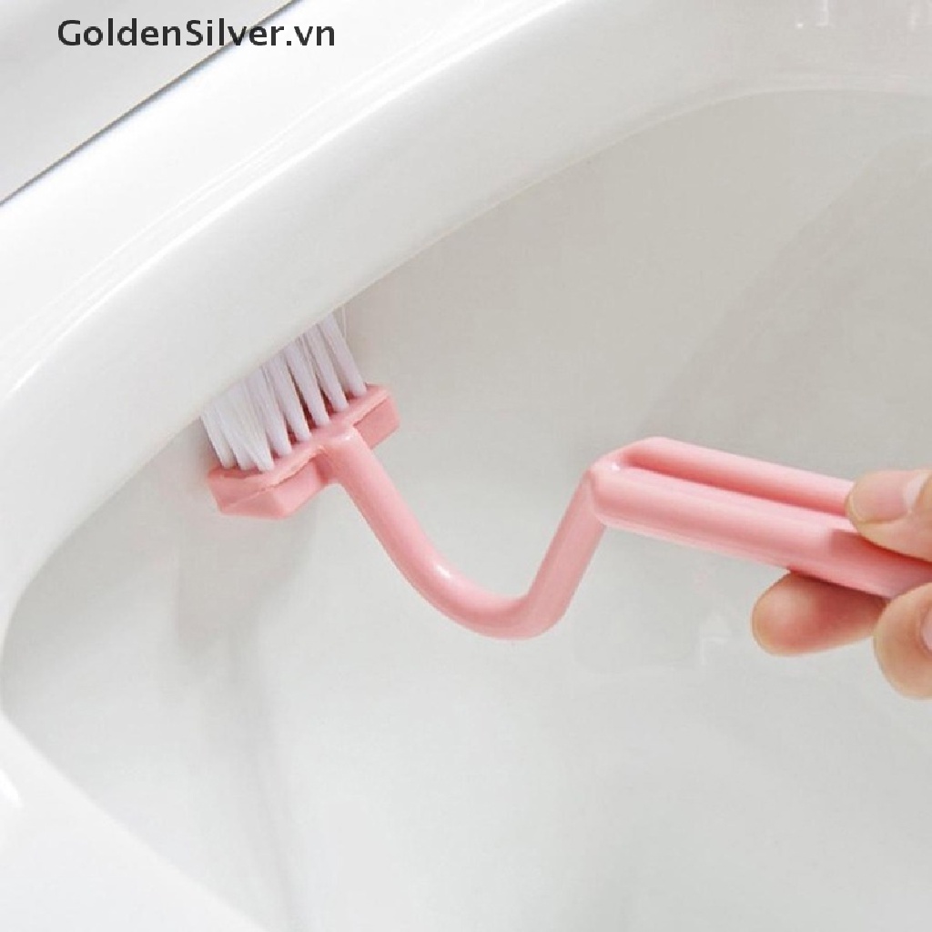 Bàn Chải Cọ Rửa toilet Tay Cầm Dài Hình Chữ V Màu Vàng Kim