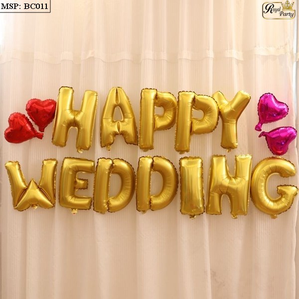 Bộ chữ happy wedding + hình tim
