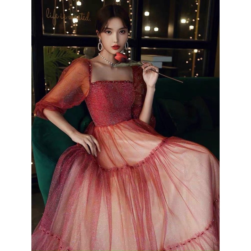 ĐẦM LƯỚI KIM TUYẾN PHỐI MÀU KẾT PHA LÊ