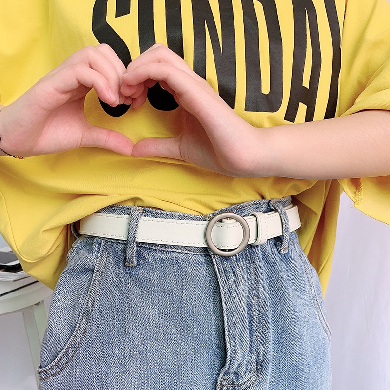 SmileFairyCC【COD &amp; Hàng Có Sẵn】Thắt Lưng Ulzzang Hình Chữ Nhật / Tròn Không Lỗ 2.3cm - Cho Nữ Sinh