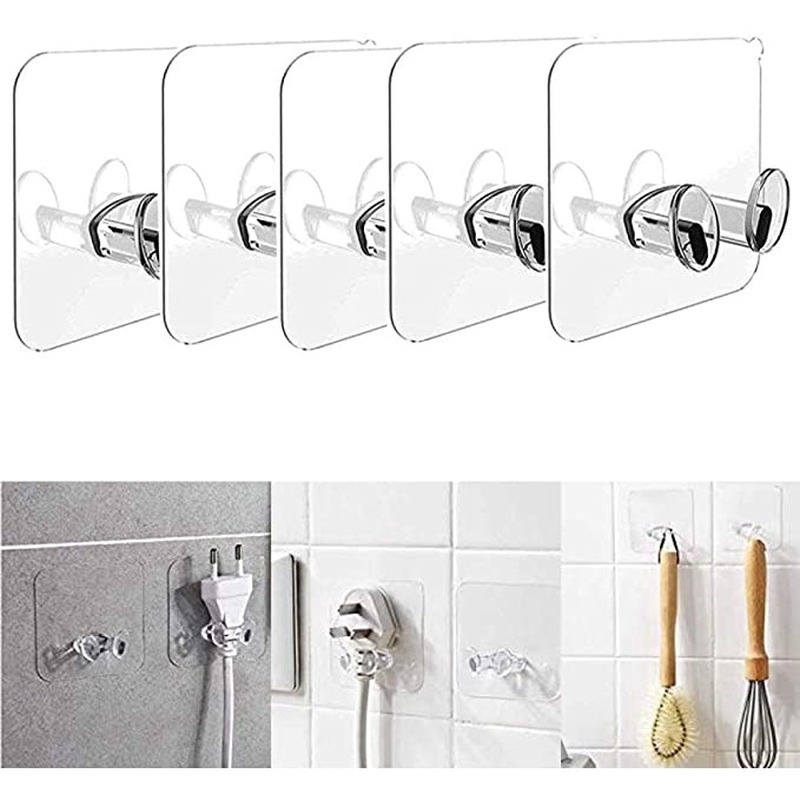 1 móc treo phích cắm gắn tường trong suốt chống thấm nước