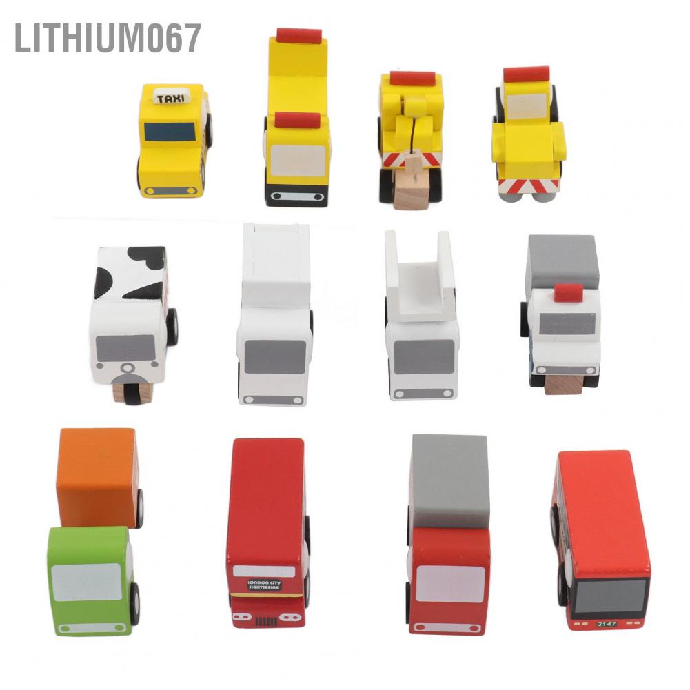 Lithium067 12 cái Ô tô đồ chơi bằng gỗ Thân thiện với môi trường Gỗ không độc hại An toàn Kéo về Kích thước hoàn hảo Xe cho trẻ em mới biết đi