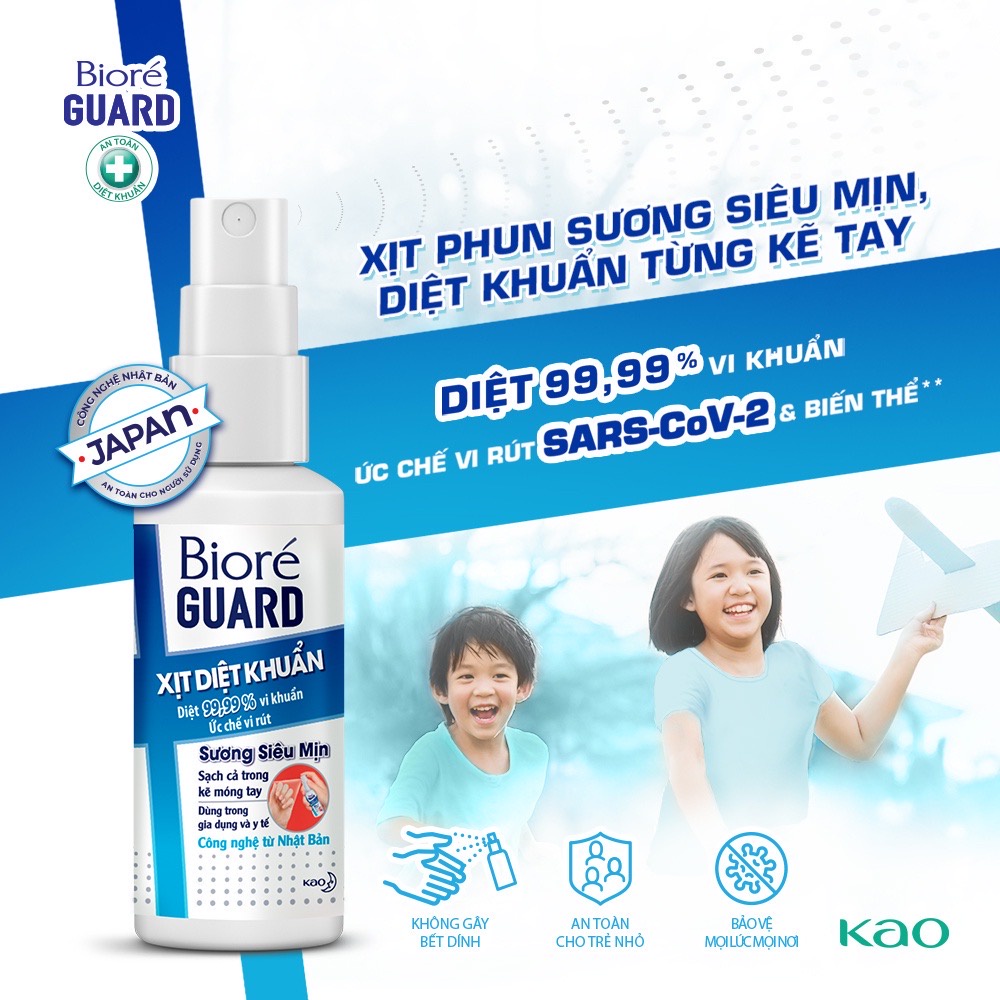 Xịt Diệt Khuẩn phun sương siêu mịn cho da tay Bioré Guard 50ml/chai