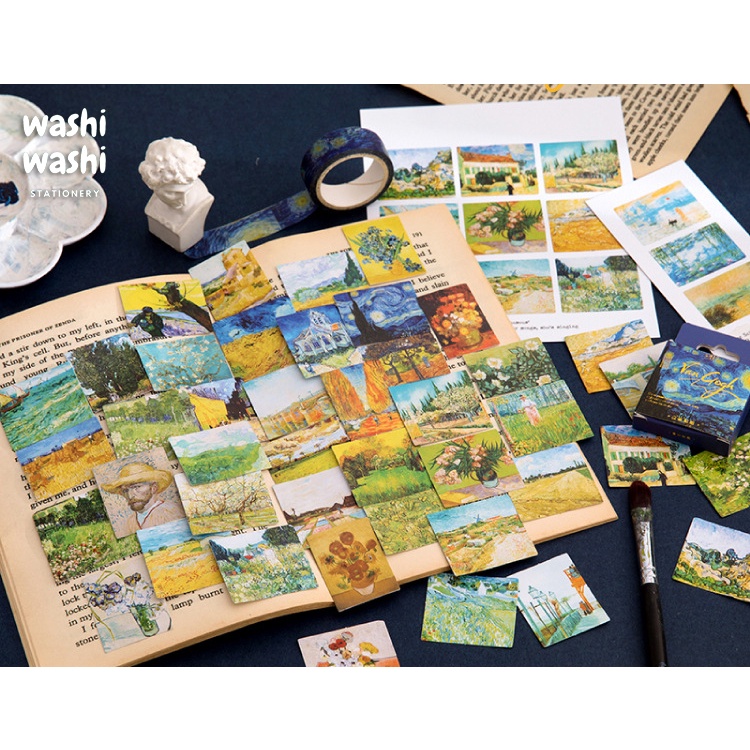 Bộ Sticker  Tranh Nghệ Thuật Van Gogh, Da Vinci, Monet Nổi Tiếng Trang Trí Sổ Bullet Journal