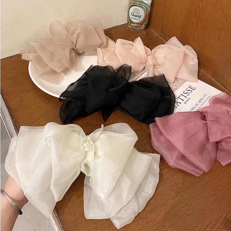 Kẹp Tóc Chiffon Đính Nơ Nhiều Màu Thời Trang Cho Nữ