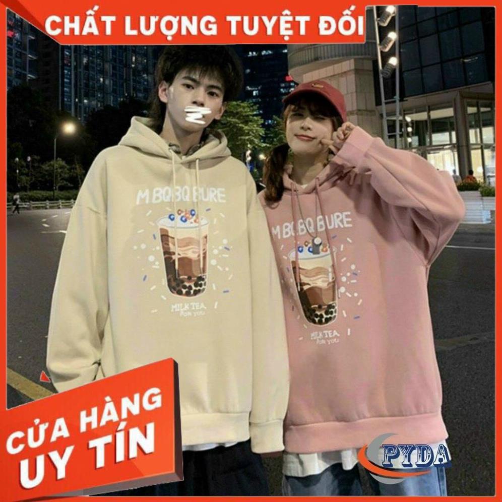 Áo hoodie nam nữ unisex in hình ly trà sữa, chất vải nỉ dày mịn, nón 2 lớp. áo hoodie tay dài dáng rộng  K031